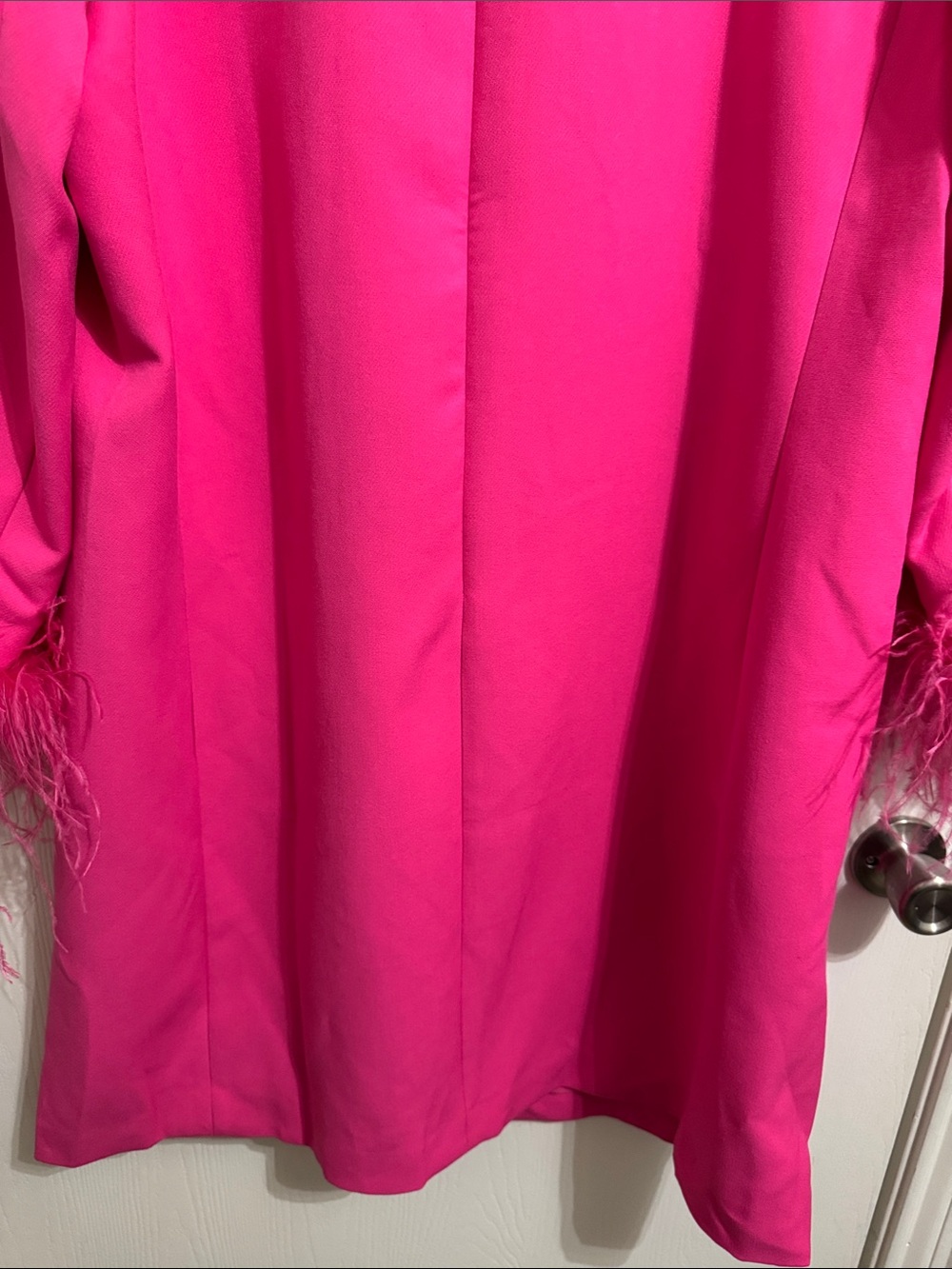 Tuckernuck Hot Pink Feather Sleeve Cocktail Shift Party Dress Mod Ellie XL Retro - Picture 10 of 12